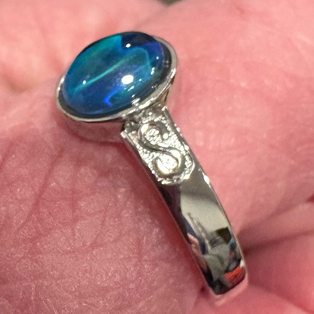 Stamped 925 Sterling Silver~Color Changing Mood Ring~Size 10 - Picture 3 of 8